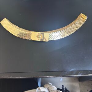 Unique Gold-Tone Fish-Scale Stretch Belt Vintage Statement Belt (70s/80s Style)